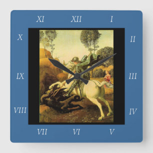 Raphael's "St. George and the Dragon" (circa 1505) Square Wall Clock