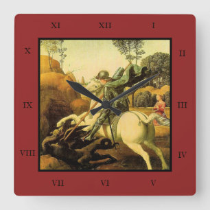 Raphael's "St. George and the Dragon" (circa 1505) Square Wall Clock