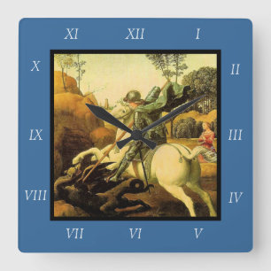Raphael's "St. George and the Dragon" (circa 1505) Square Wall Clock