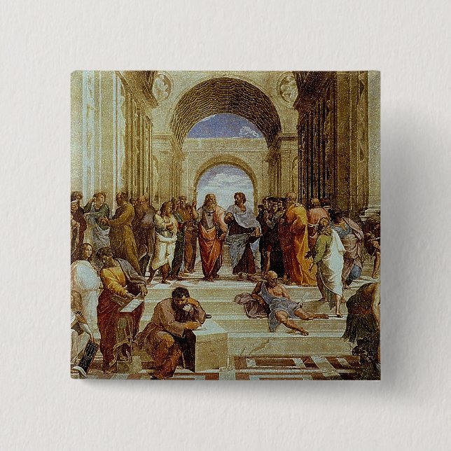 Raphael's "The School of Athens" Detail circa 1511 2 Inch Square Button (Front)