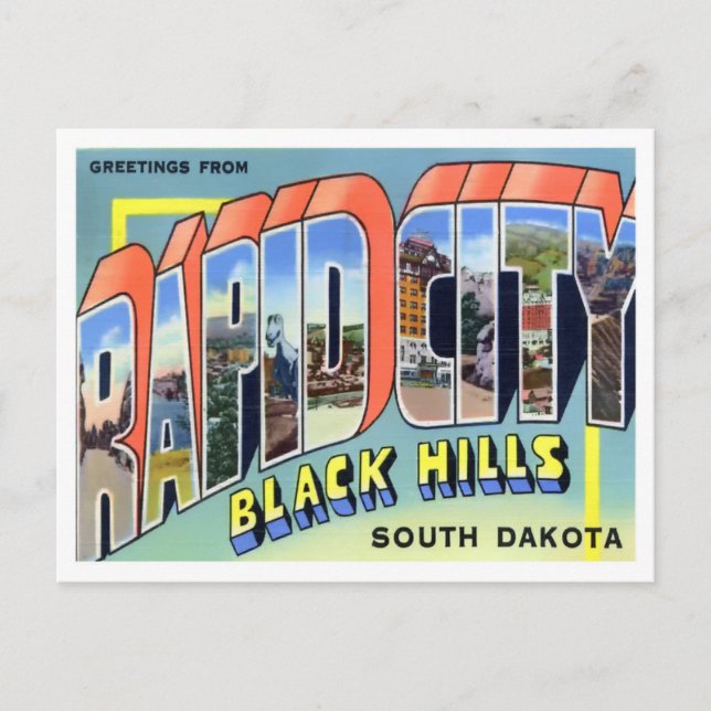 Rapid City, South Dakota Vintage Big Letters Postcard (Front)