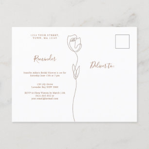 Rappel Rose ligne RSVP Carte postale Invitation