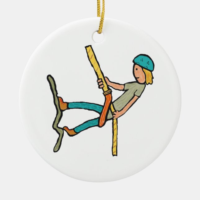 Rappelling Ceramic Ornament (Front)