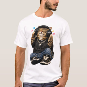 Rapper Cat Music T‑Shirt T-Shirt