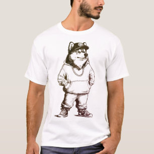 Rapper Malamute Funny Dog HIP HOP Design T-Shirt