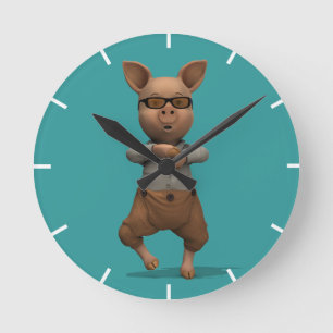 Rapper Pig Round Clock