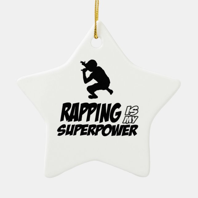 Rapping hip hop designs ceramic ornament (Front)