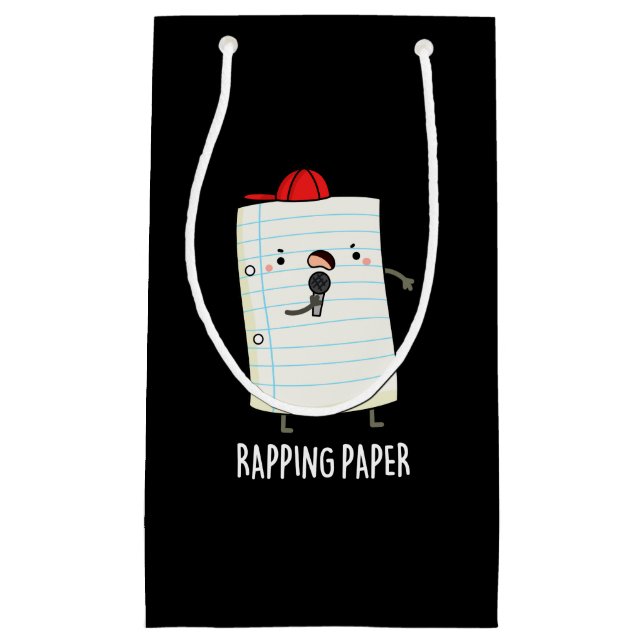 Rapping Paper Funny Wrapping Paper Pun Dark BG Small Gift Bag (Front)