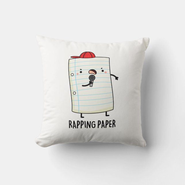 Rapping Paper Funny Wrapping Paper Pun  Throw Pillow (Front)