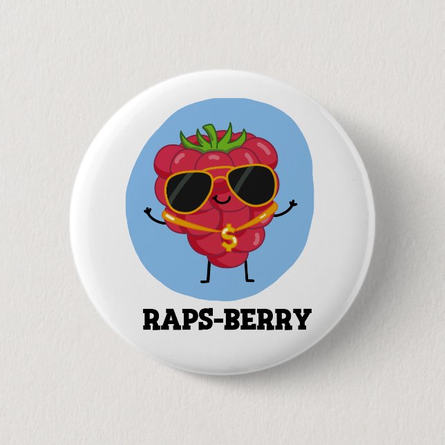 Raps-berry Funny Rapper Raspberry Pun 2 Inch Round Button (Front)