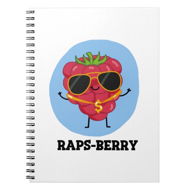 Raps-berry Funny Rapper Raspberry Pun Notebook (Front)
