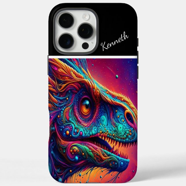 Raptor Cosmic Dinosaur Portrait Case-Mate iPhone Case (Back)