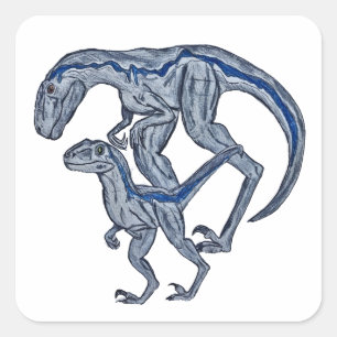 Raptor dinosaur infant newborn boy girl square sticker