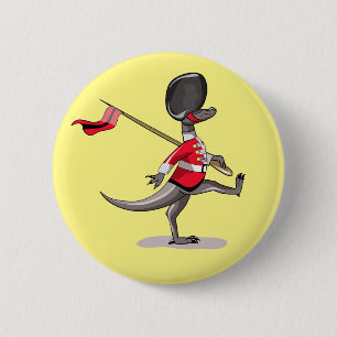 Raptor Dressed As A British Guard. 2 Inch Round Button