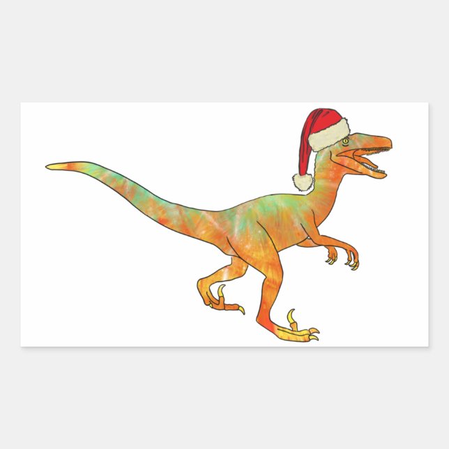 Raptor Funny Festive Velociraptor Xmas Dinosaur Sticker (Front)