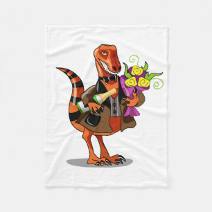 Raptor Holding Bottle Of Sparkling Wine & Flowers Fleece Blanket