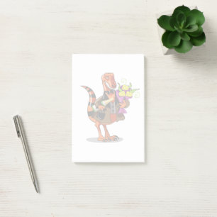 Raptor Holding Bottle Of Sparkling Wine & Flowers Post-it Notes