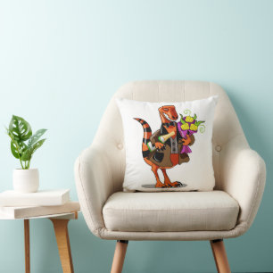 Raptor Holding Bottle Of Sparkling Wine & Flowers Throw Pillow