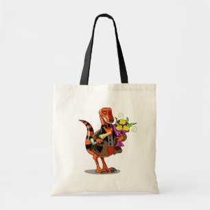 Raptor Holding Bottle Of Sparkling Wine & Flowers Tote Bag