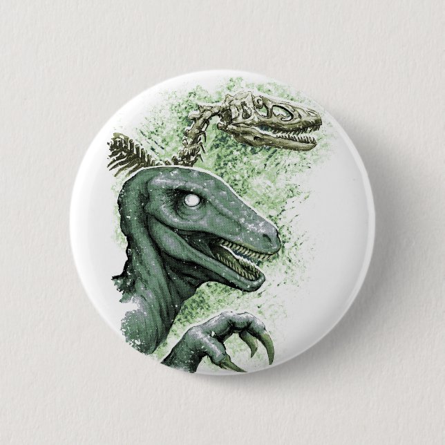 Raptor in Green 2 Inch Round Button (Front)