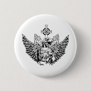 Raptor Jesus Loves You 2 Inch Round Button