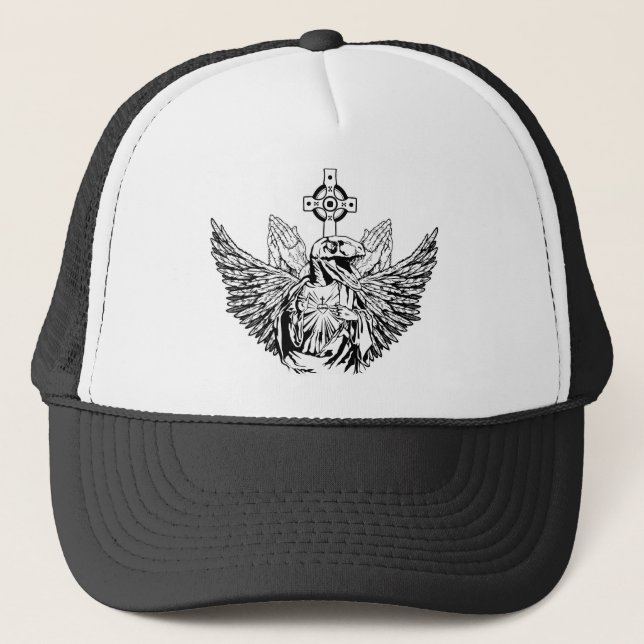 Raptor Jesus Loves You Trucker Hat (Front)