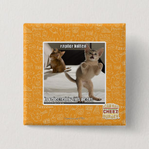 Raptor Kitten 2 Inch Square Button