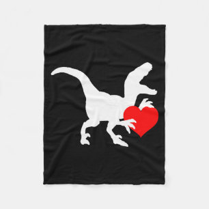 Raptor Love Valentines Day Gift Dino Raptor Heart Fleece Blanket