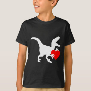 Raptor Love Valentines Day Gift Dino Raptor Heart  T-Shirt