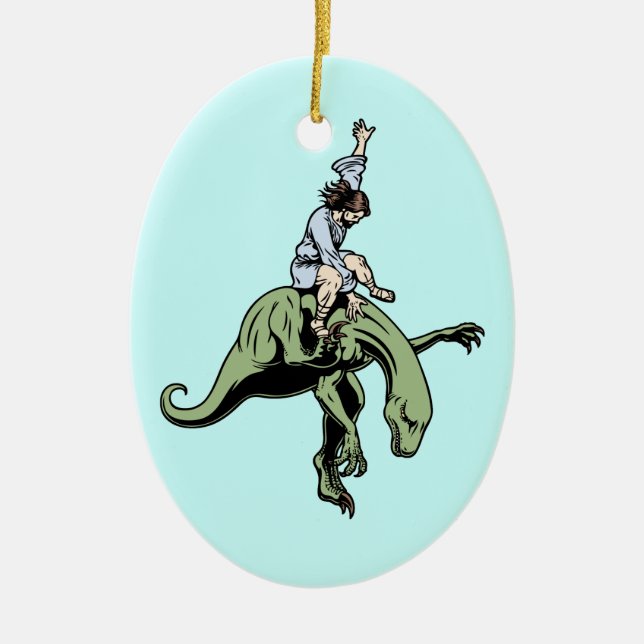 Raptor Rodeo Jesus Ceramic Ornament (Front)
