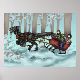 Raptor Sleigh Ride Poster