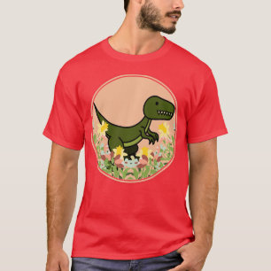 Raptor  Velociraptor Dino Dinosaurs Floral Flowers T-Shirt