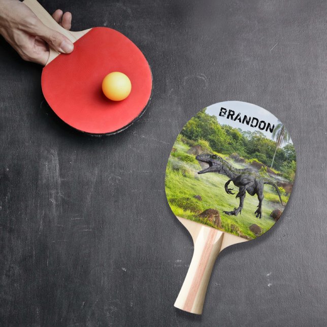 Raptor Velociraptor Dinosaur Monogram Ping Pong Paddle (Creator Uploaded)