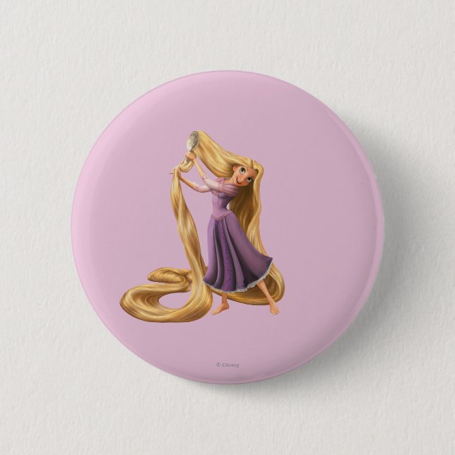 Rapunzel Brushing Hair 2 2 Inch Round Button (Front)