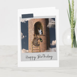 Rapunzel Chat Drôle Carte d'Anniversaire