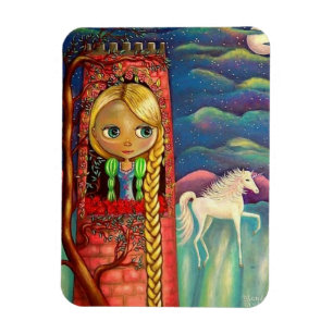 Rapunzel Doll in Pink Tower Unicorn Cute Magnet