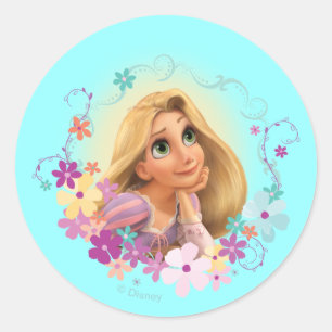 Rapunzel Flower Frame Classic Round Sticker