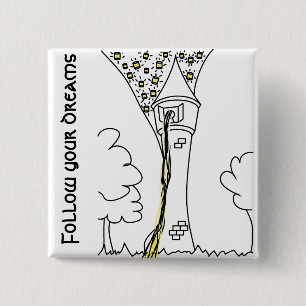 Rapunzel. Follow your dreams 2 Inch Square Button