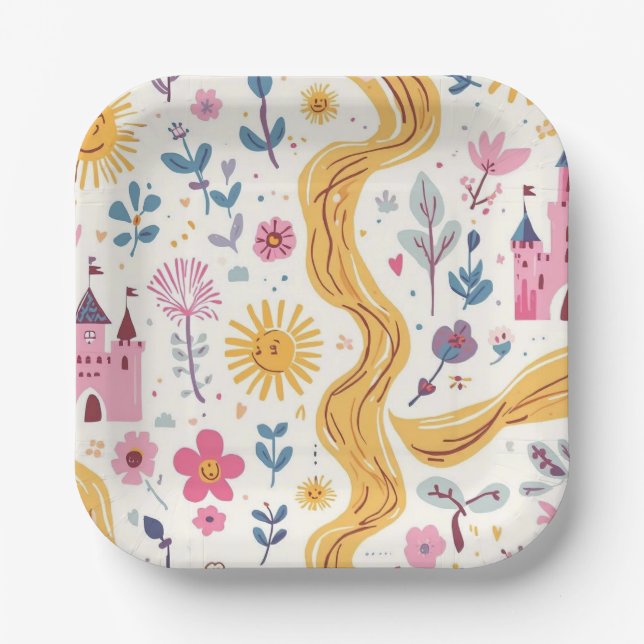 Rapunzel Inspired Party Plates (Front)