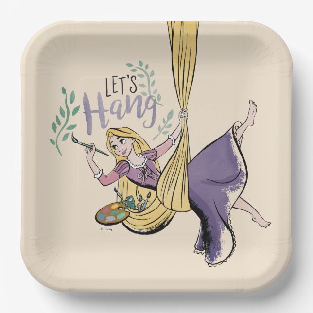 Rapunzel Painting "Let's Hang" Paper Plate (Front)