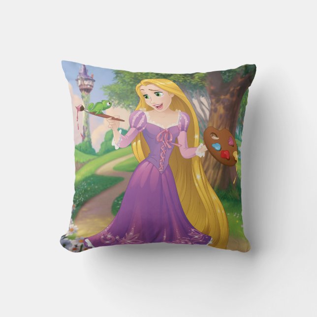 Rapunzel | Painting With Pascal Throw Pillow (Front)