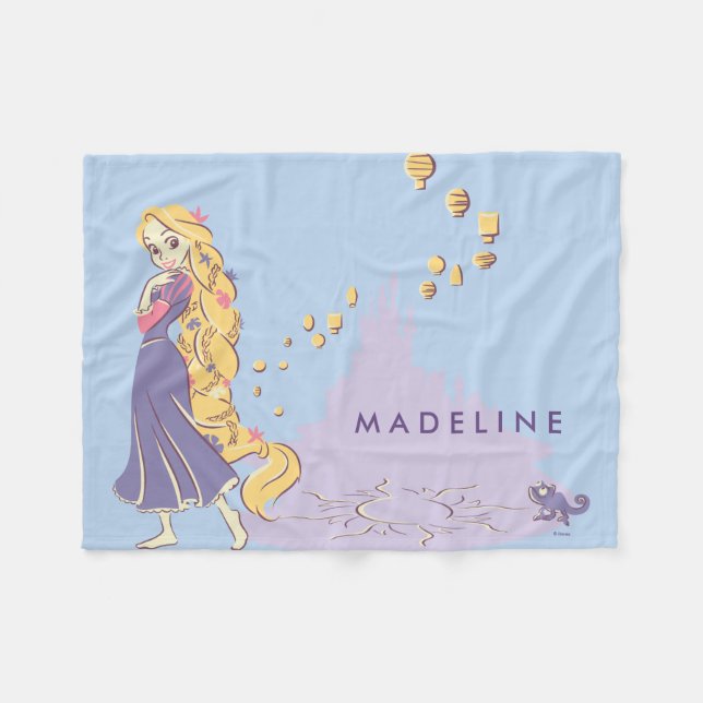 Rapunzel & Pascal in Purple Fleece Blanket (Front (Horizontal))