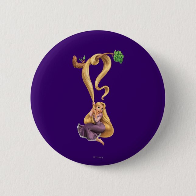 Rapunzel Swinging from Branch 2 Inch Round Button (Front)