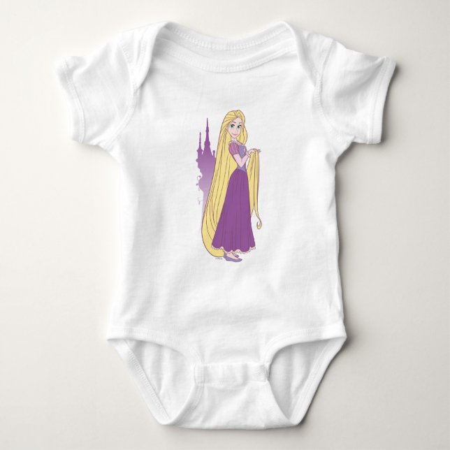 Rapunzel & Tower Graphic Baby Bodysuit (Front)