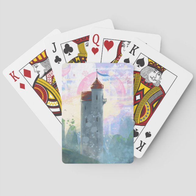 Rapunzel's Tower at Sunrise Playing Cards (Back)