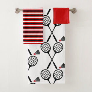 Raquette de badminton et rubans de stores noir rou
