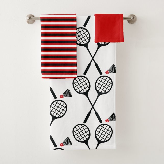Raquette de badminton et rubans de stores noir rou (En situation)