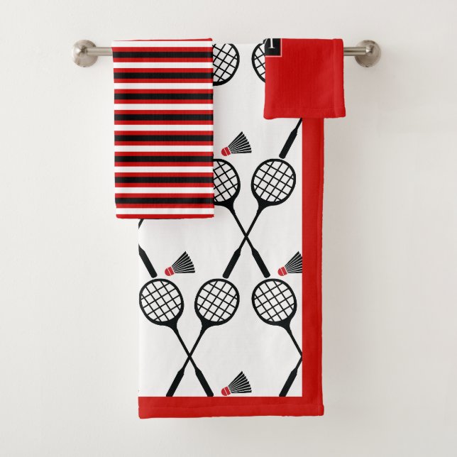 Raquette de Badminton & rideau et monogramme (En situation)