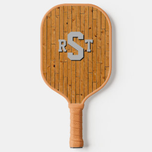Raquette De Pickleball 3 Lettre initiale Monogramme Panneau de bois