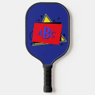 Raquette De Pickleball 3 Lettres initiales Monogrammes Couches géométriqu